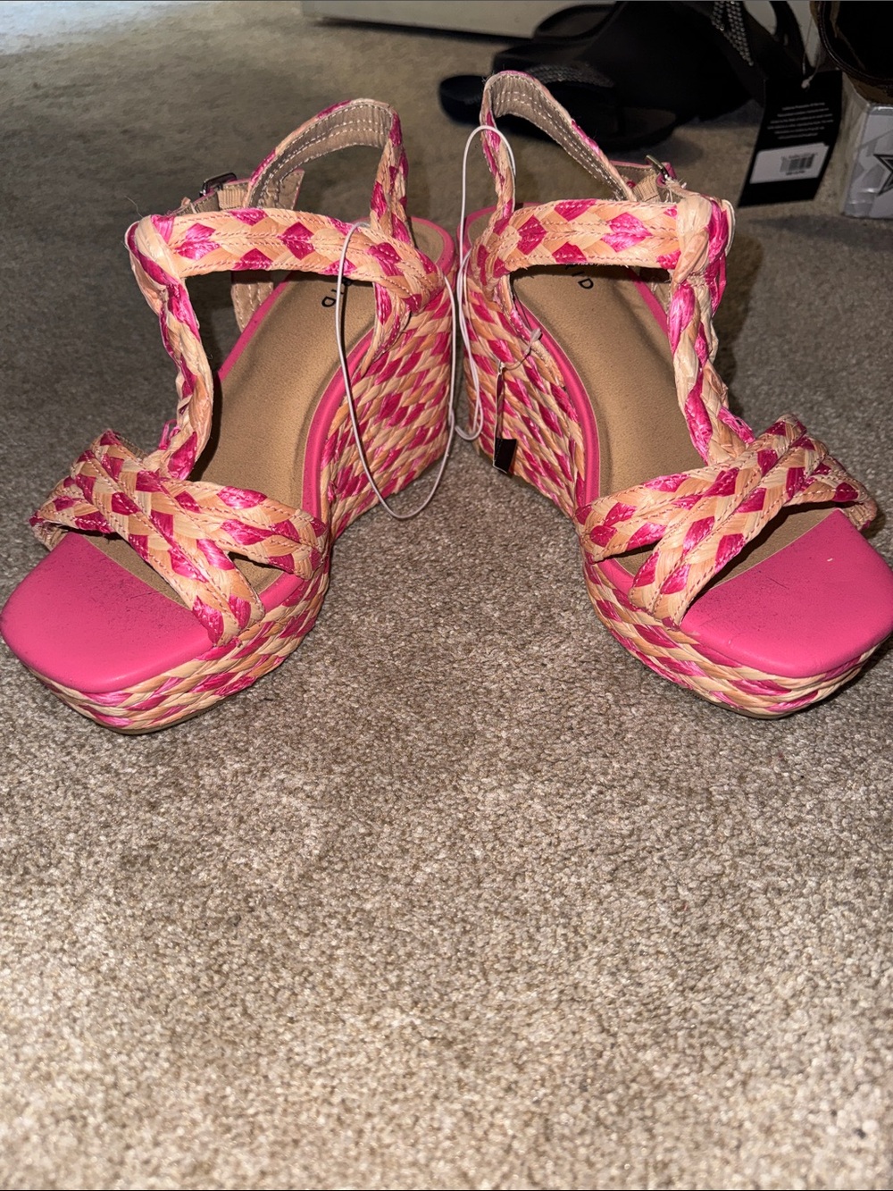 torrid Pink and Natural Braided Platform Wedge Sandals